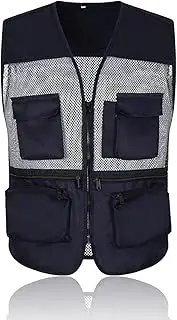 Oimzzr Fishing Vest Breathable Fishing Travel Mesh Vest with Zipper Pockets Summer Work Vest for Activities