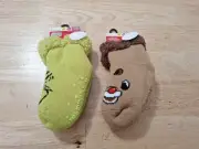 2 New Unisex Toddler 4t-5t Gripper Socks, Grinch And Rudolph