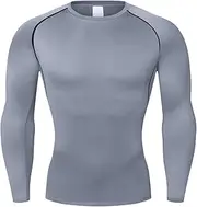 [NuCamper] Men's Long Sleeved Compression Top, Base Layer Men's Compression T-Shirt, Moisture Wicking and Breathable, Men’s Thermal Tights Quick Dry Top Shirt for Running Sports Cycling Gym Workout