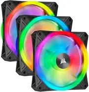 [Corsair] iCUE QL120 RGB, 120 mm RGB LED PWM Fans (102 Individually Addressable RGB LEDs, Speeds Up to 1,500 RPM, Low-Noise) Triple Pack with iCUE Lighting Node CORE Included - Black