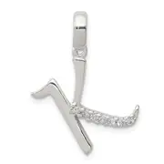 Sterling Silver Cz Letter K Initial Pendant