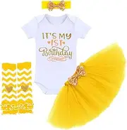 [ODASDO] It’s My 1st / 2nd / Half Birthday Outfit Baby Toddler Kid Princess Tutu Skirt Cake Smash Set 4pcs Party Clothes