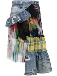 在飛比找Farfetch優惠-asymmetric patchwork skirt