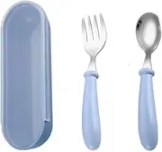 Toddler Utensils Set, 1 Sets Toddler Utensils Flatware, ilicone Handle Kids Eating Utensils Fork Spoon, Stainless Steel Cutlery Set, Children Cutlery with Travel Cases