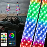 2FT Thick LED Whip Spiral Chasing RGB Whip Lights For ATV UTV Can AM Polaris RZR