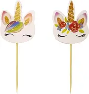 FOONEA 48 Pieces Rainbow Unicorn Cupcake Toppers, Cupcake Picks Cake Decorations, Double Sided Unicorn Cake Topper Set Birthday Baby Shower Party Supplies