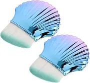 SAFIGLE 2Pcs Nail Cleaning Brush for Loose Powder Blusher Ergonomic Shell Shape Handle Lightweight Makeup Applicator for and Nail Cleaning present for Women
