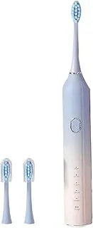 Sonic Electric Toothbrush, 5 Modes, 2-Min Timer, 3 Replaceable Brush Heads, Black/Blue/Pink (Blue)
