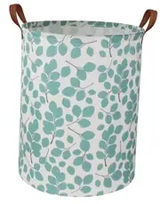 Laundry Baskets,Canvas Fabric Laundry Hamper,Collapsible Toy Eucalyptus leaves