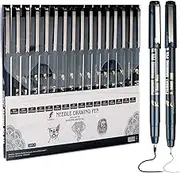 MAIKEDEPOT Micro Fineliner Drawing Art Pens Calligraphy Pens for Artist Drawing Supplies, 16 Set Waterproof Black Ink Pens for Art Watercolor, Illustration, Sketching, Anime, Manga, Technical Drawing