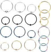 [DEARMAMY] Elegant Nose Studs Jewelry 18pcs Set for Women Stainless Steel Nose Rings Small Studs for Body Piercing Fashion Accessory