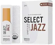D'Addario Organic Select Jazz Unfiled Alto Saxophone Reeds - Sax Reeds - Individually Sealed - 2 Medium, 10 Pack