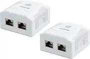 FGB 2 x Cat6A Surface-Mounted Network Socket 2 Port RJ45 Socket Shielded Surface-Mounted 10 Gbit/s Ethernet Network LAN Socket for Various Applications White