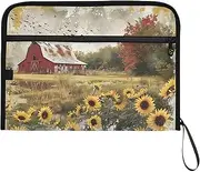 YMXFXP Sunflowers Farm Retro Expandable Filing Folder, 13-Pocket Funny Cute Design with Sticky Labels, A4 Letter Size Document Organizer for Office, School, Boys, Girls