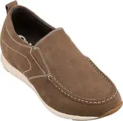[CALTO] Men's Invisible Height Increasing Elevator Shoes - Nubuck Leather Slip-on Casual Loafers - 2.8 Inches Taller