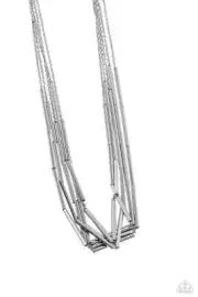 Paparazzi Dynamic Default -Silver - Necklace and Earrings