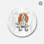 Cavalier King Charles Spaniel Dog Animal | 4'' X 4'' Round Decorative Magnet