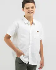 [Skylark] Skylark Boys' Hemp Short Sleeve Shirt in White Size 10 10 White