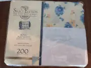 NIP Spring Homes Select Edition Flat King Sheet Flowers Blue Yellow white VTG