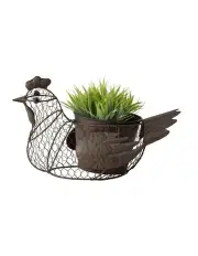 [Willow & Silk] Garden Wire Chicken Plant Pot Holder in Brown