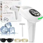 IPL Hair Removal Laser with Freezing Function, 9 Energy Levels and 3 Advanced, 999,999 Light Pulses Hair Removal Laser
