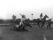 Horse Racing Jockey W Redmond, who slipped off 'Grand Manner' on t- Old Photo