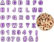 BlingKingdom 40pcs Alphabet Cookie Cutters Set Purple Plastic Letter Icing Cake Decorating Fondant Number Cutters Mould Tools for Sugarcraft Biscuit Pastry Plunger Baking