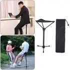 Adjustable Folding Walking Stick Tripod Stool Camping Equipment