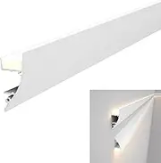 Led Indirect Lighting Channel Crown Moulding, Baseboard Lighting Trim Led Strip Diffuser Profile, Skirting Line Slot for Decoration Led Strips(2.5m/8.2ft)
