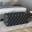 NNEDSZ Black Leathaire Ottoman-Rectangular
