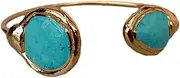 [ZFZL] Bracelets Blue Turquoises Electroplated Edge Bangle Bracelet Trendy For Women