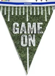 FOOTBALL Banner Tailgate Superbowl Party Decoration GAME DAY Flag PENNANT 12 ft