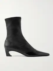 [Acne Studios] Acne Studios - Patent-trimmed Leather Ankle Boots - Black - IT36 IT 36 Black
