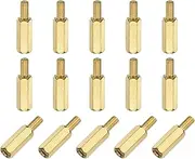 sourcing map 15Pcs Male to Female Thread Spacer Screws, M3 x 12mm + 6mm Brass Hex Standoff Screws PCB Motherboard for Drone Quadcopter, Computer and Circuit Board