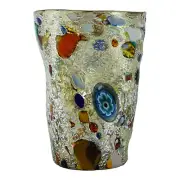 Murano Glass Drinking Artisan Glass Tumbler Yellow Multi Handmade Millefiori
