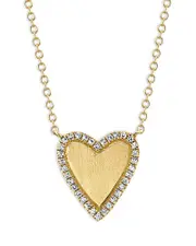 Moon & Meadow 14K Yellow Gold Heart Necklace with Diamonds, 18 - Exclusive