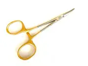 Mosquito Hemostat Locking Forceps 5" Curved German Stainless Steel Gold Handle