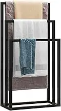 3 Tiers Floor Bath Towel Holder, Metal Free Standing Storage Racks, Portable Towel Organizers, Standing Towel Racks, Organizer Shelf for Bathroom, Bedroom, Laundry Room (Black) ﻿