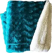 Plush Fleece Sherpa Backed Reversible Throw Blanket 130X160cm (Teal)