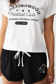 Collingwood Magpies AFL COTTON-ON Womens SS Tee/Short PJ Set by Sporting House