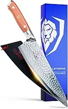 DALSTRONG Chef Knife - 8" - Shogun Series X - Damascus - Hammered Finish - Japanese AUS-10V Super Steel - Orange ABS Handle - w/Sheath