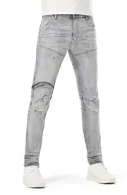 G-STAR 5620 3D Zip Knee Distressed Skinny Jeans in Vintage Oreon Grey Destroyed at Nordstrom, Size 29 X 32