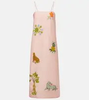 [Alemais] Alémais Hazel printed linen-blend maxi dress UK 14 pink