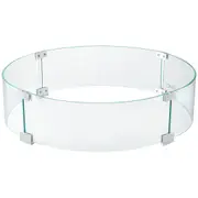 Fire Pit Wind Guard, Glass Flame Guard, Round Glass Shield, 1/4-Inch Thick Fire Table, Clear Tempered Glass Flame Guard, Aluminum Alloy Feet for Propane, Gas, Outdoor (23 x 23 x 6