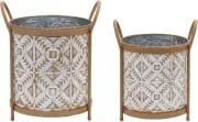 Melrose International Footed Metal Aztec Planter (Set of 3)
