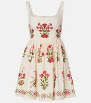 [Agua by Agua Bendita] Agua by Agua Bendita Barbara Mini Canna floral linen minidress UK 6 beige