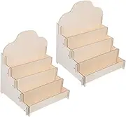 2pcs Wood Tiered Display Stand For Greeting Cards Multi-purpose Sticker Display Stand For Vendors Counter Retail Display Rack For Postcard Brochure Picture