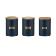 Typhoon Metal Tea Coffee and Sugar Canister Set 1 Litre - Set of 3 - Navy
