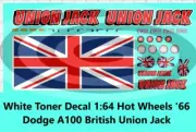 White Toner 1:64 Waterslide Decal for 66 Dodge A100 Van British Union Jack