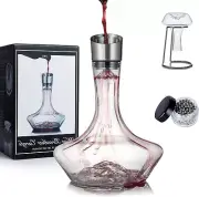 Premium Hand-Blown Crystal Wine Decanter with Innovative Aerator Design - 1400ML